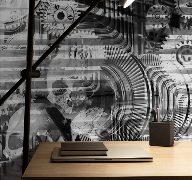 Fotomurale astratto con motivi di teschi meccanici - TenStickers