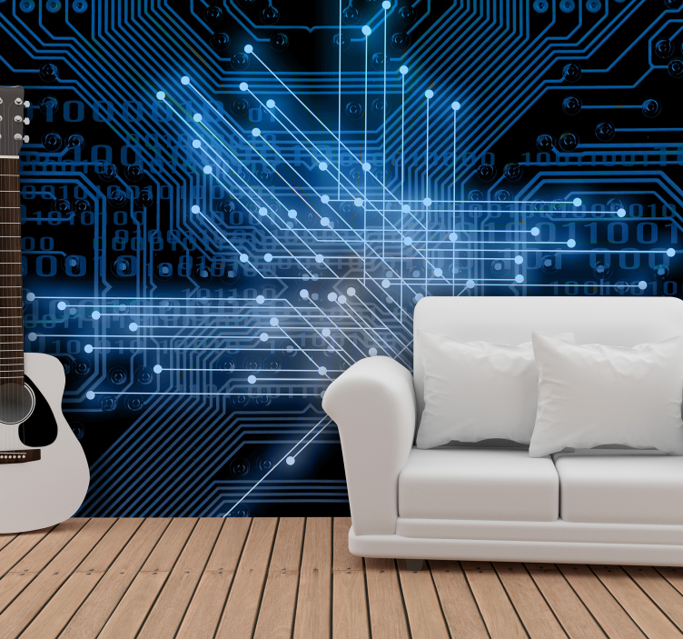 Fotomurale astratto flussi luminosi dei circuiti - TenStickers