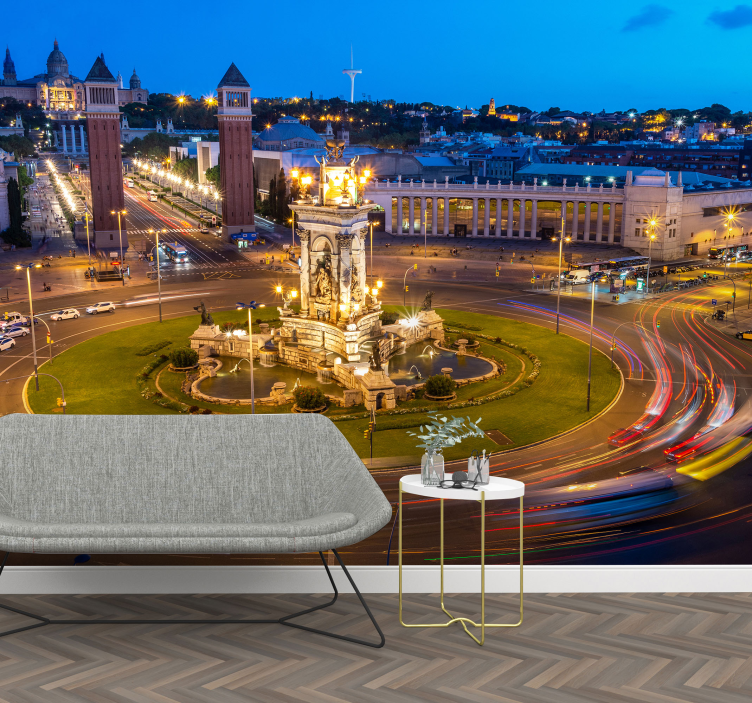 Fotomurale Barcellona vista notturna di barcellona - TenStickers