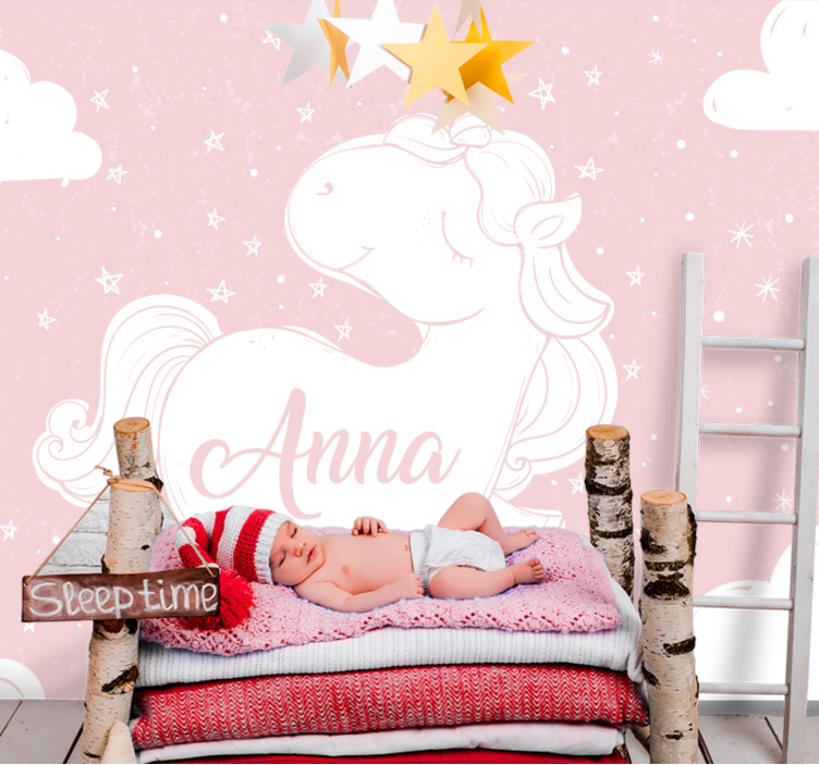 Fotomurale cameretta design unicorno giocoso - TenStickers