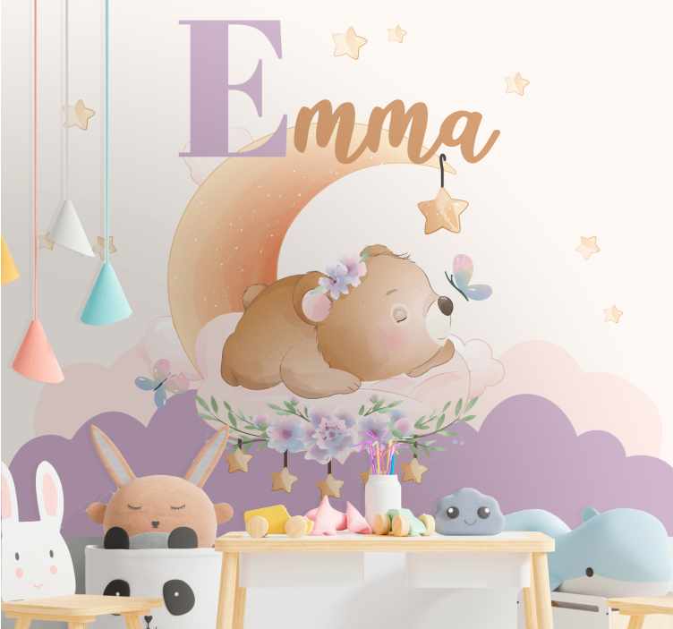 Fotomurale cameretta orso sognante notte - TenStickers