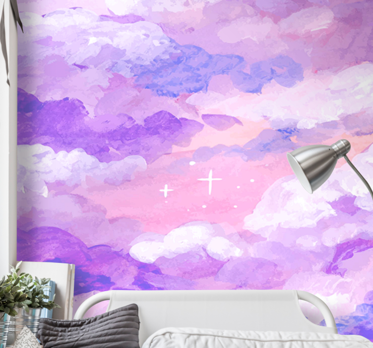 Fotomurale cielo nuvole viola sofisticate - TenStickers