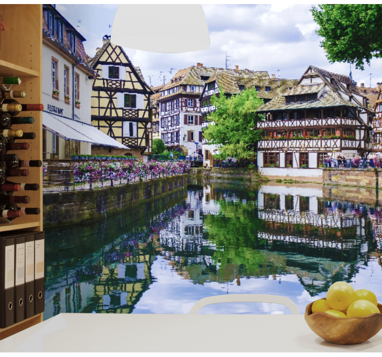 Fotomurale città affascinante villaggio fluviale - TenStickers