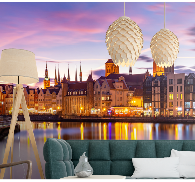 Fotomurale città architettura storica sul lungofiume - TenStickers