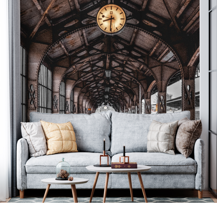 Fotomurale città arco della stazione orologio - TenStickers