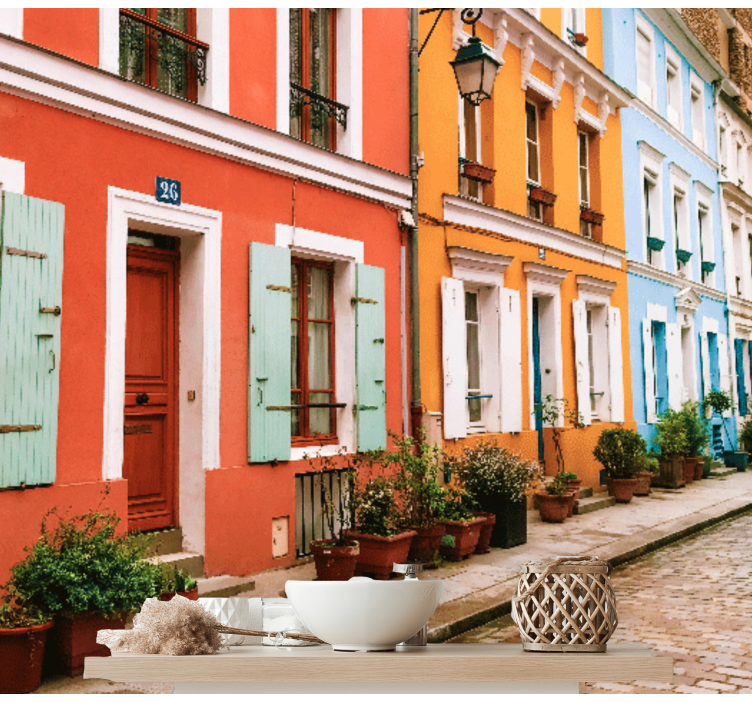 Fotomurale città facciate parigine colorate - TenStickers