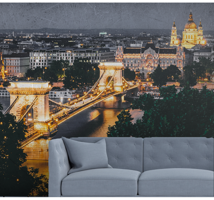 Fotomurale città paesaggio notturno ponte delle catene - TenStickers
