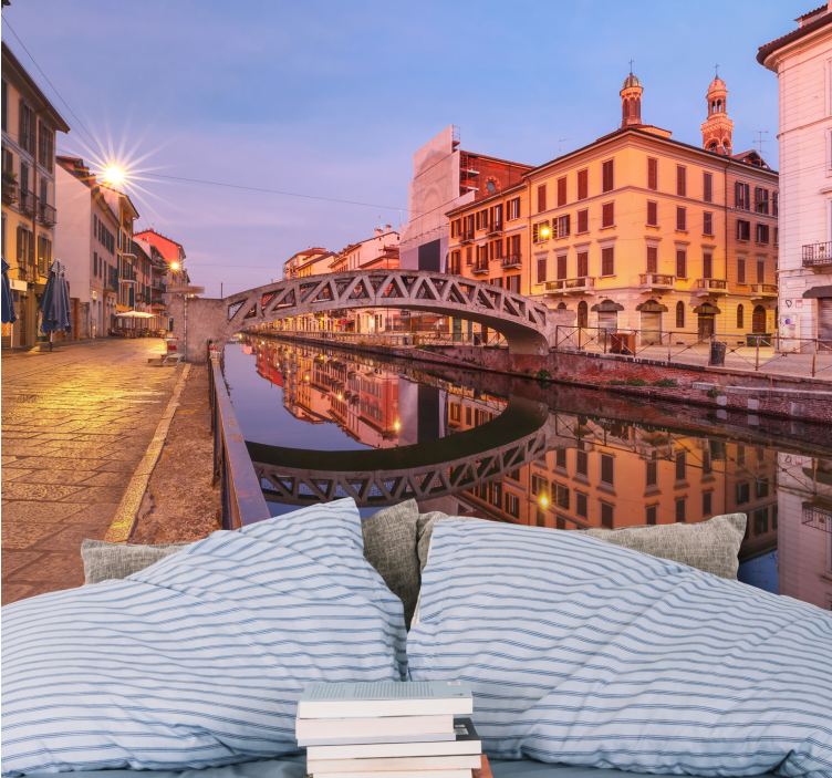 Fotomurale città riflesso dei canali di milano - TenStickers