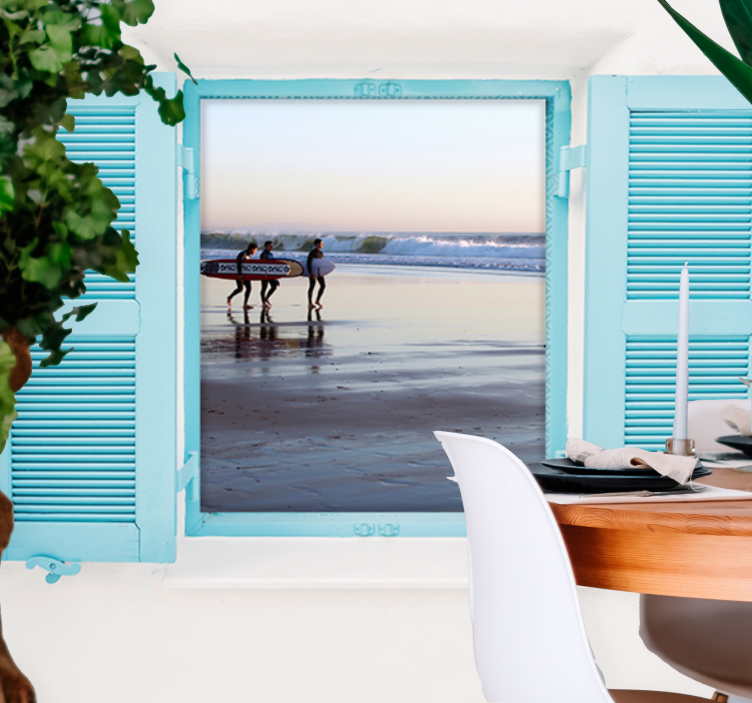 Fotomurale città scena di surf sulla spiaggia - TenStickers