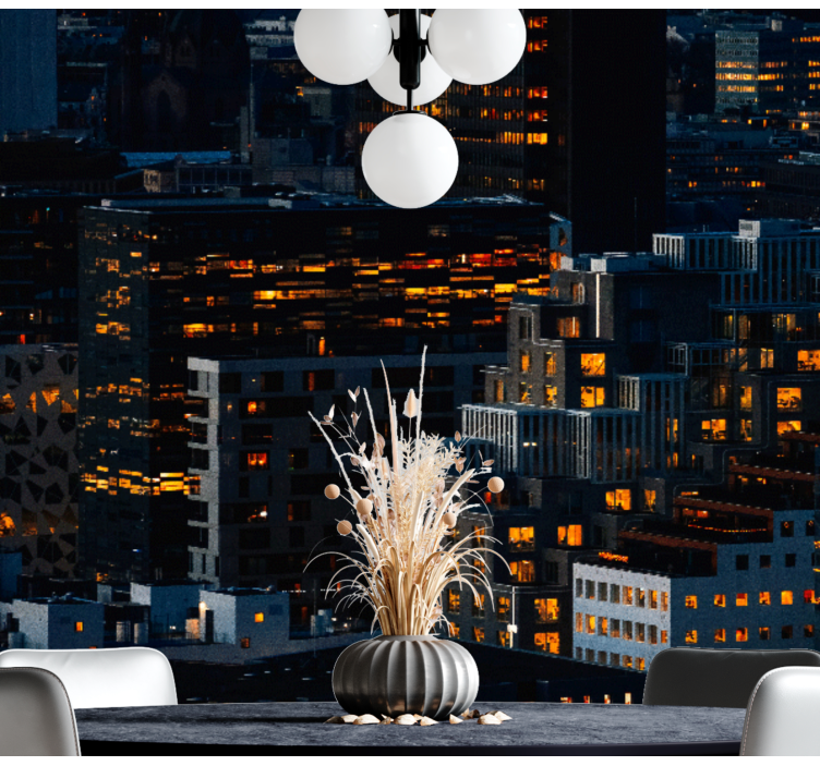 Fotomurale città serate illuminate del paesaggio urbano - TenStickers
