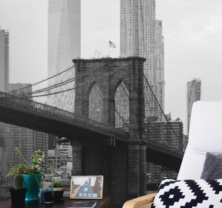 Fotomurale città silhouette del ponte di brooklyn - TenStickers