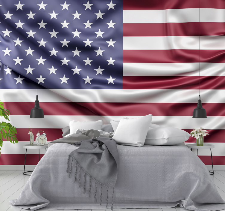 Fotomurale camera da letto onde della bandiera americana - TenStickers