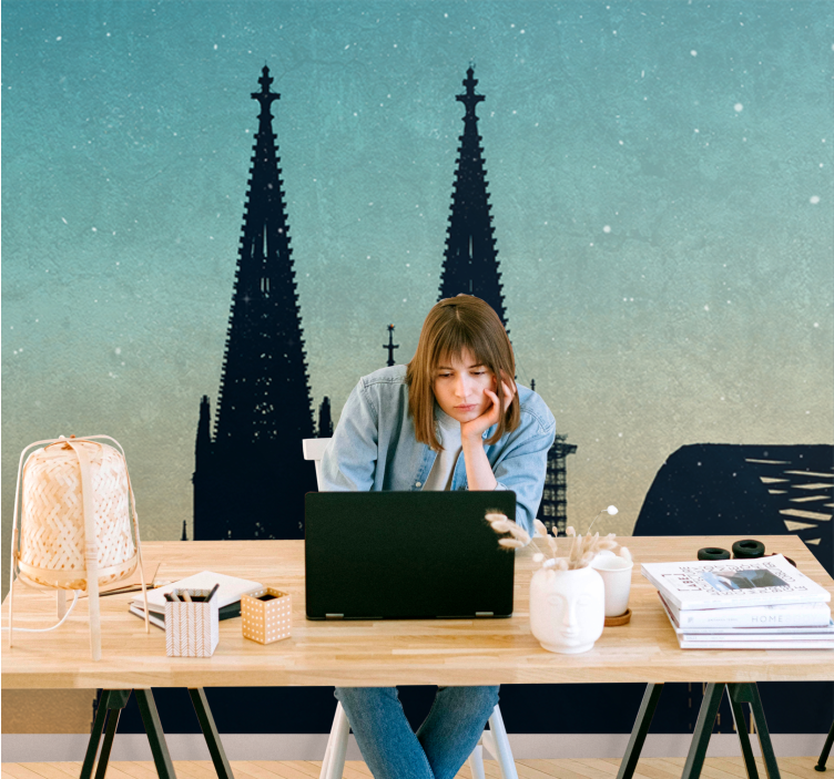 Fotomurale città torri della cattedrale in silhouette - TenStickers