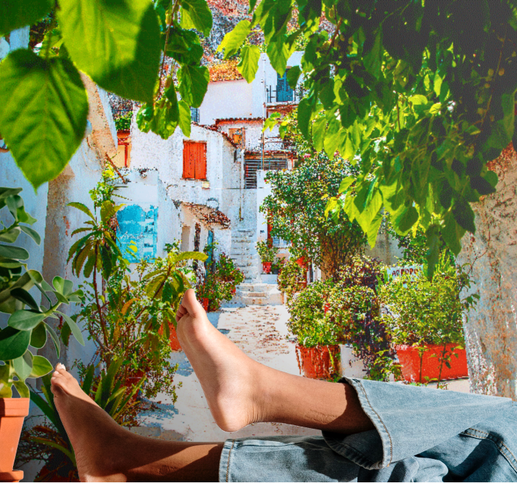 Fotomurale città vicolo mediterraneo incantevole - TenStickers