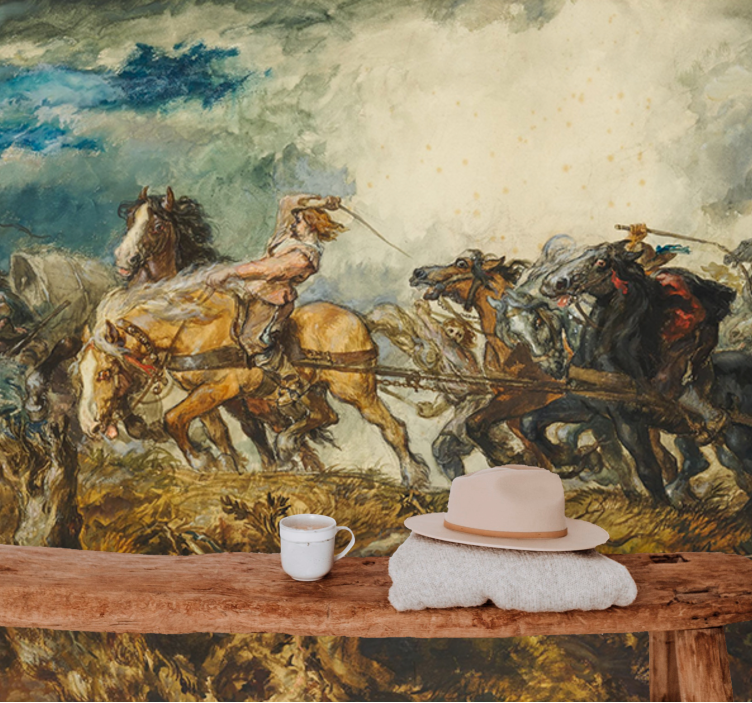 Fotomurale classico caos trainato da cavalli - TenStickers