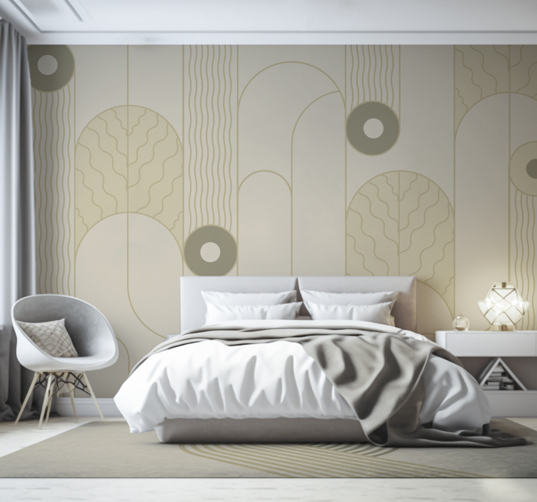 Fotomurale con forme geometriche astratte beige - TenStickers