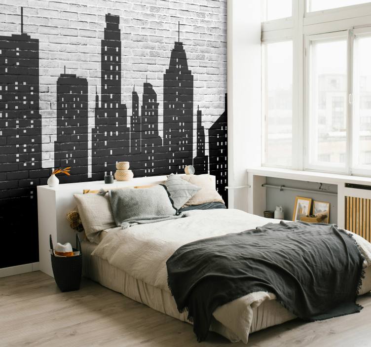 Fotomurale con skyline effetto graffiti - TenStickers