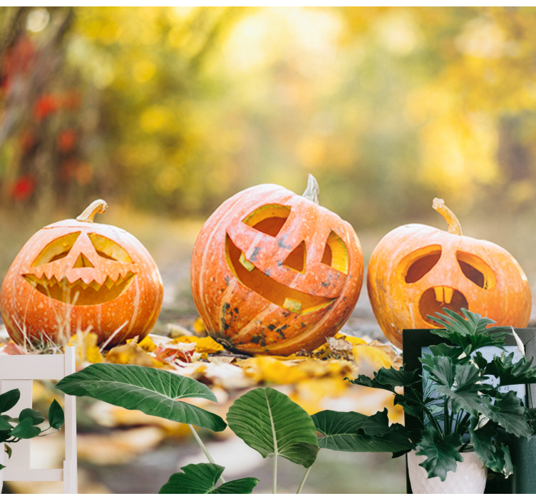 Fotomurale di Halloween facce di zucca intagliate - TenStickers