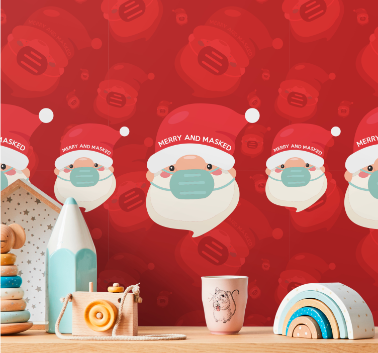 Fotomurale di natale babbo natale con mascherina - TenStickers