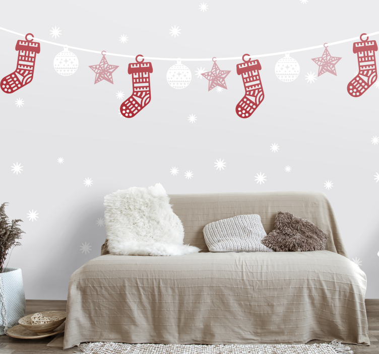 Fotomurale di Natale ghirlande di calze festive - TenStickers