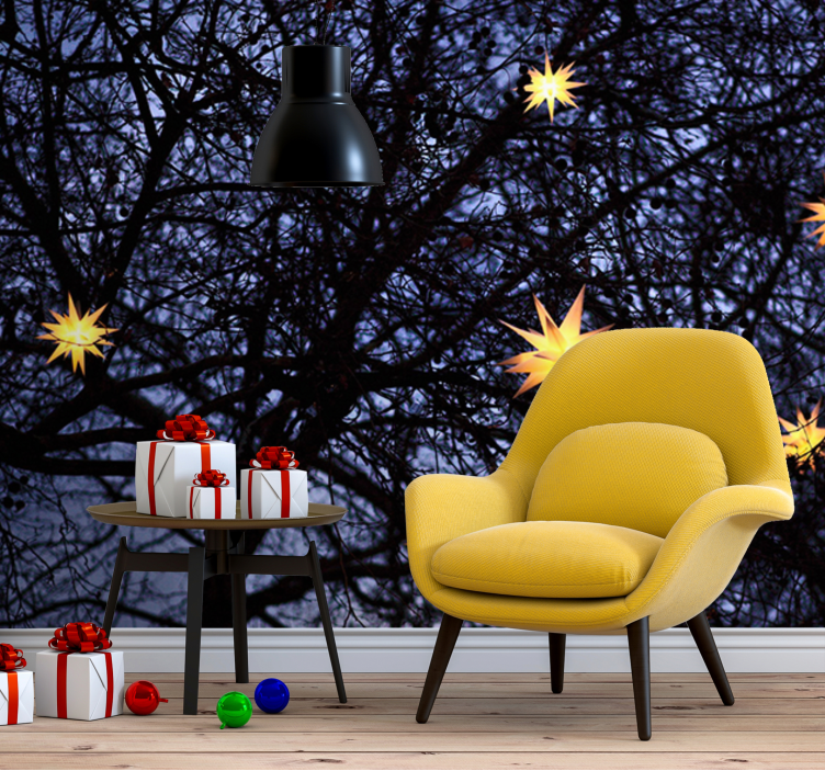Fotomurale di natale notte stellata dorata - TenStickers