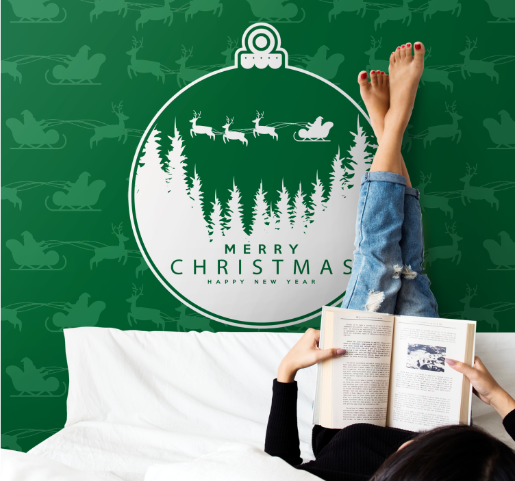 Fotomurale di natale paesaggio invernale gioioso - TenStickers