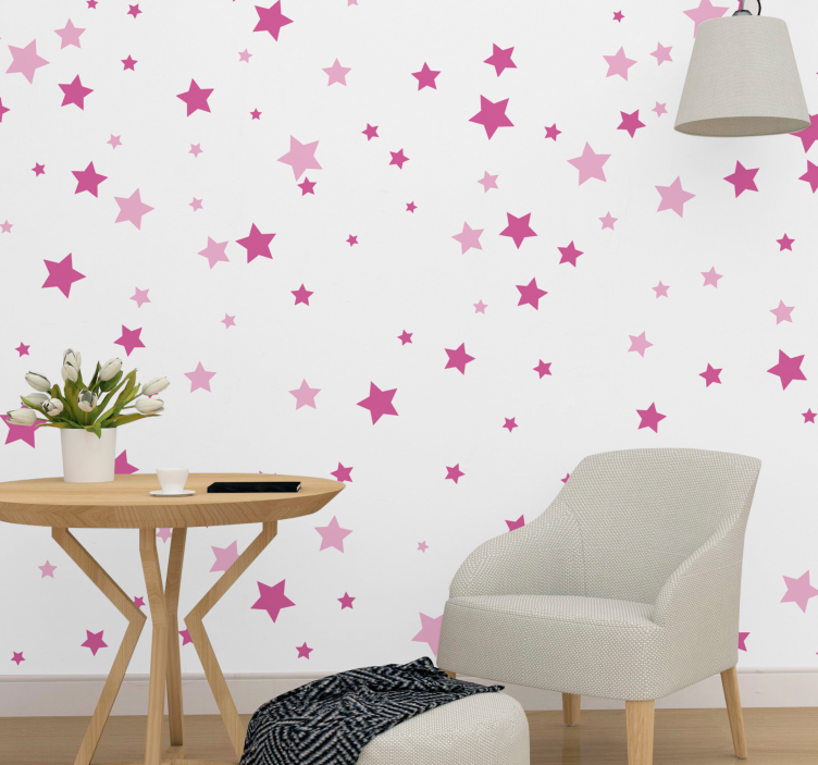 Fotomurale con stelle cadenti colore rosa - TenStickers