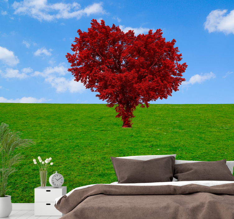 Fotomurale fiori albero a forma di cuore - TenStickers
