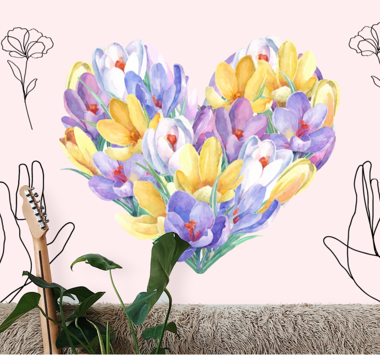 Fotomurale fiori bouquet a forma di cuore - TenStickers