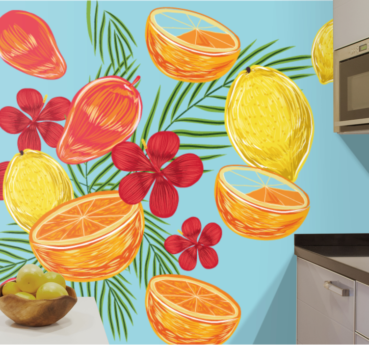 Fotomurale fiori composizione fruttata tropicale - TenStickers