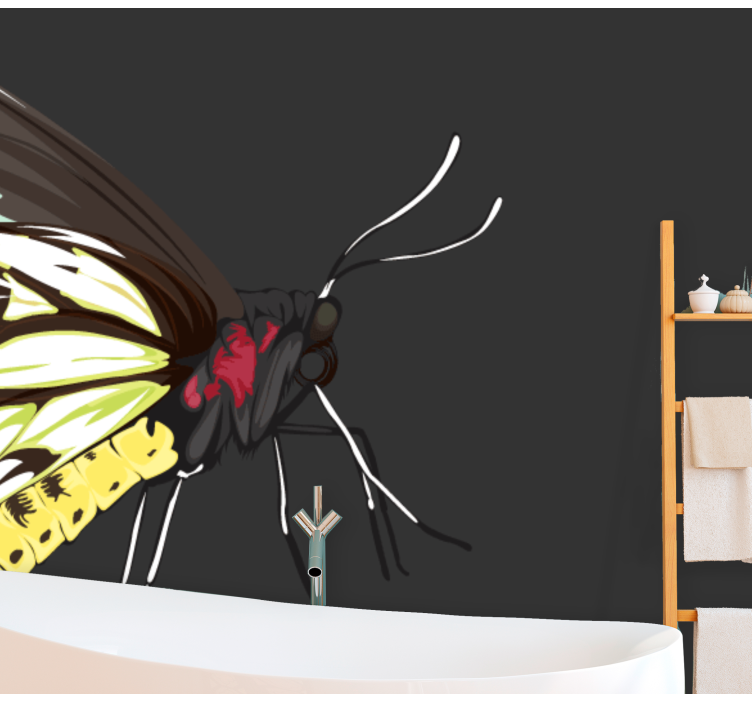 Fotomurale fiori disegno farfalla gialla - TenStickers