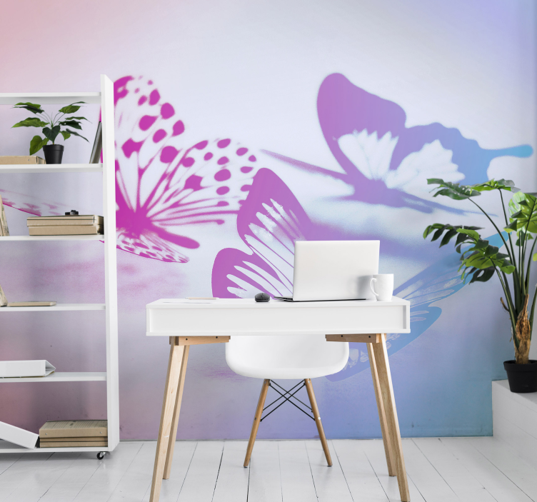 Fotomurale fiori eleganti sagome di farfalle - TenStickers