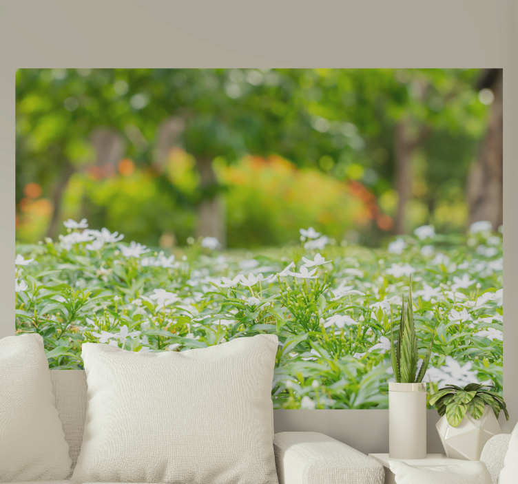 Fotomurale fiori fioriture bianche lussureggianti - TenStickers