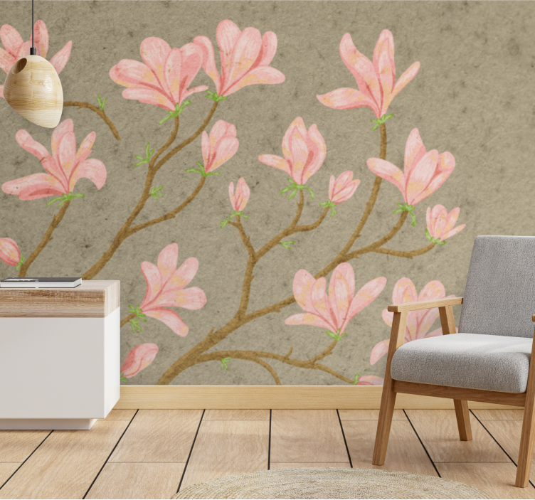 Fotomurale fiori fioriture di magnolia rosa - TenStickers
