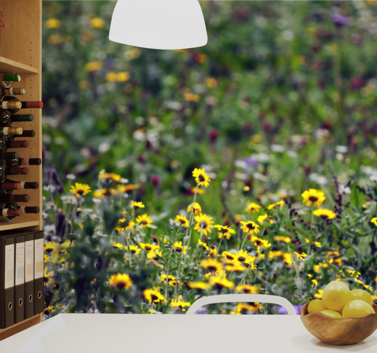 Fotomurale fiori fioriture di prato soleggiato - TenStickers