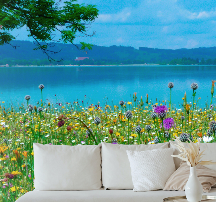 Fotomurale fiori flora di prato lussureggiante - TenStickers