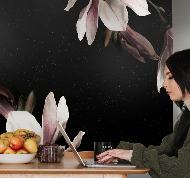 Fotomurale fiori motivo floreale magnolia - TenStickers