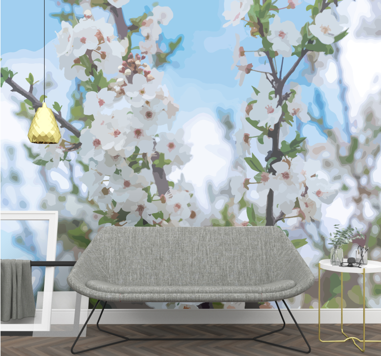 Fotomurale fiori ramo di fiori bianchi - TenStickers