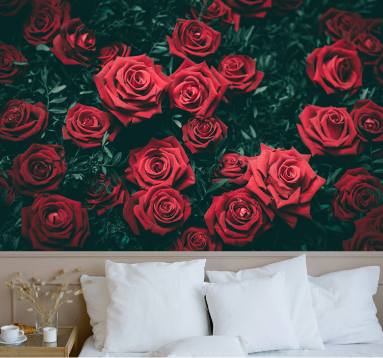 Fotomurale fiori rose rosse romantiche - TenStickers