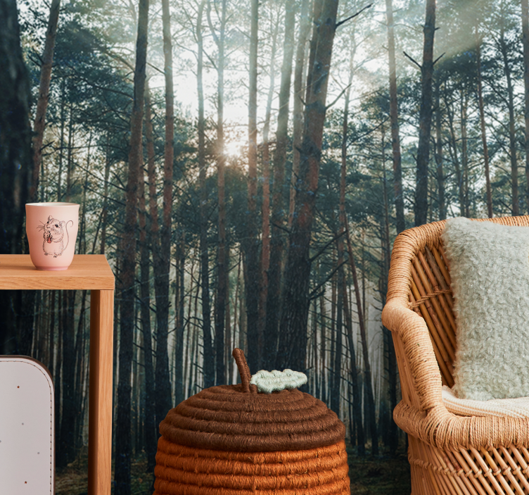 Fotomurale foresta boschetto di pini sereno - TenStickers