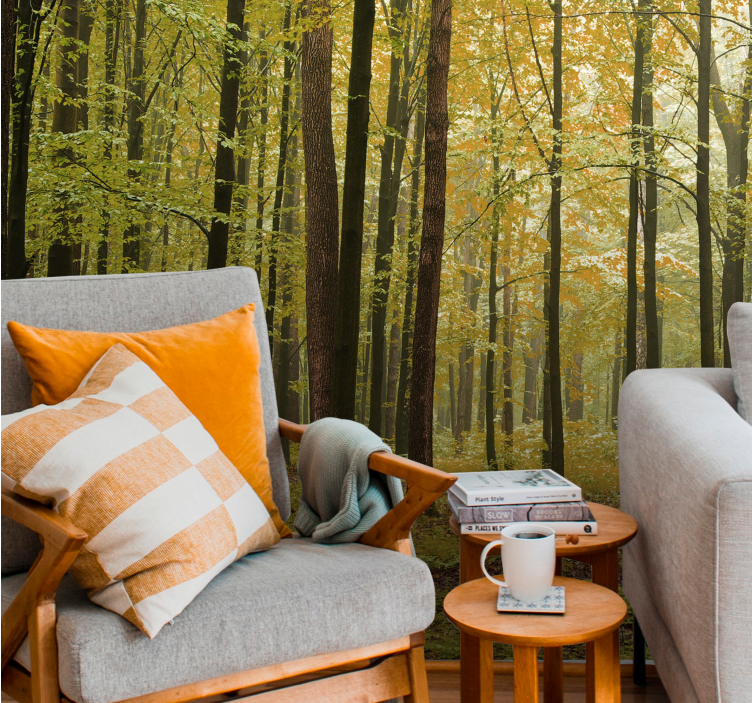 Fotomurale foresta paesaggio boschivo autunnale - TenStickers