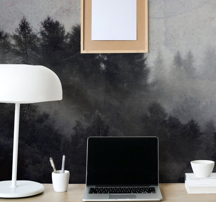 Fotomurale foresta atmosfera nebbiosa e nebbiosa - TenStickers