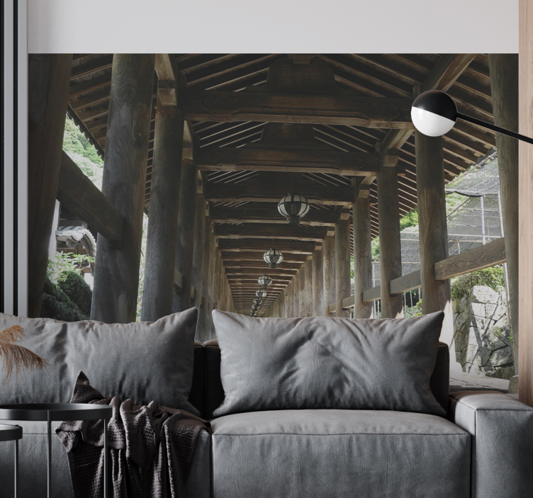 Fotomurale foresta vista sentiero di legno - TenStickers