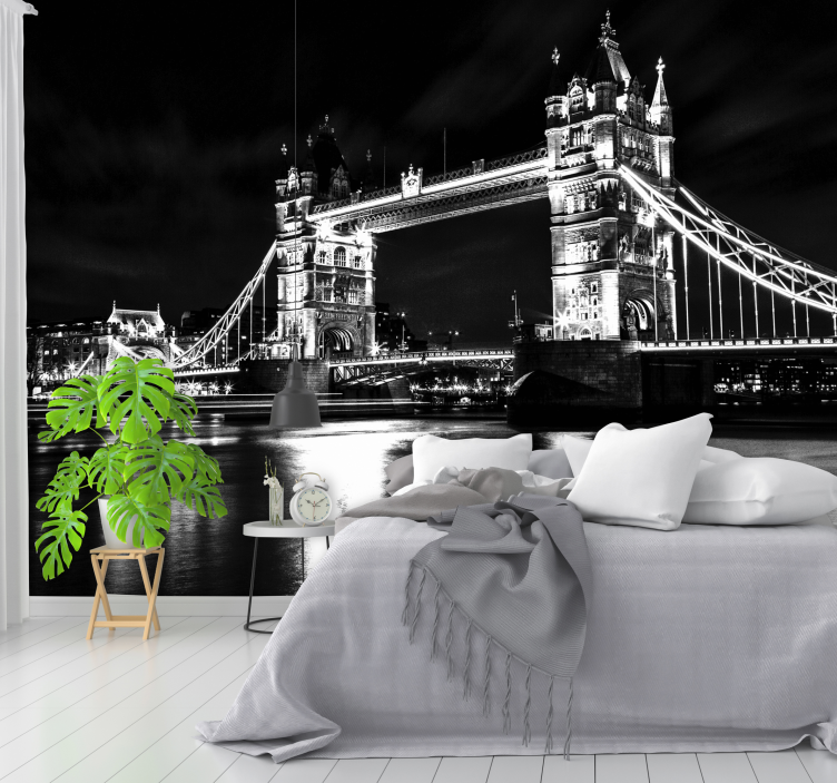 Fotomurale bianco e nero tower bridge londra - TenStickers