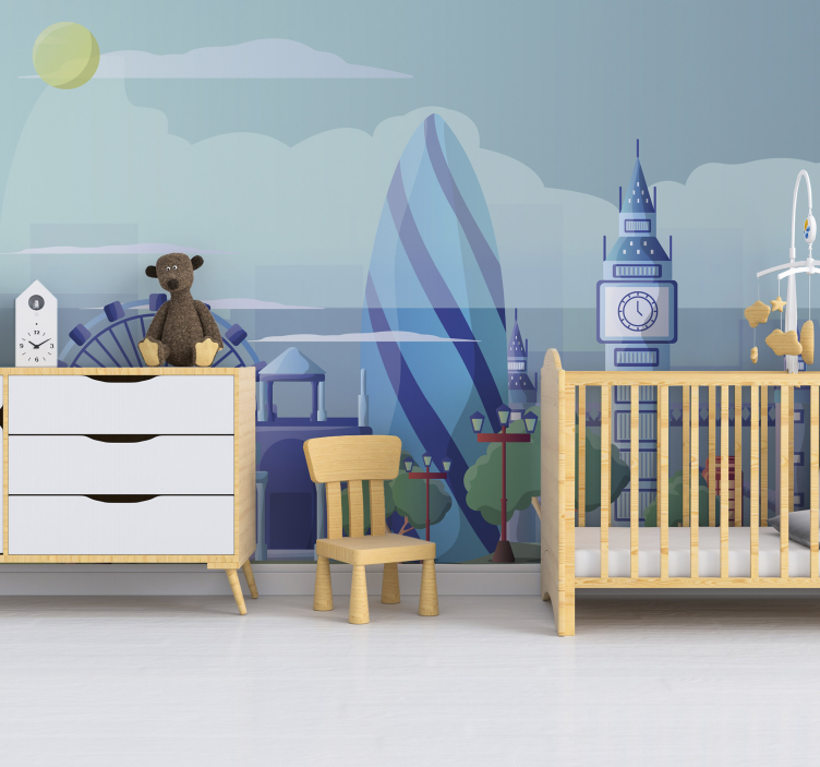Stupendo fotomurale Londra per bambini in blu - TenStickers