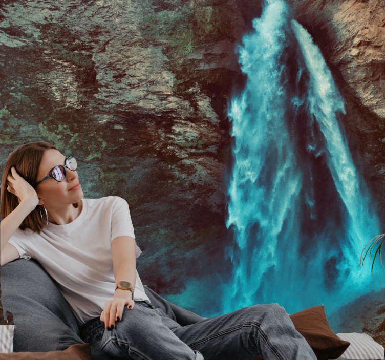 Fotomurale montagna prospettiva grande cascata - TenStickers