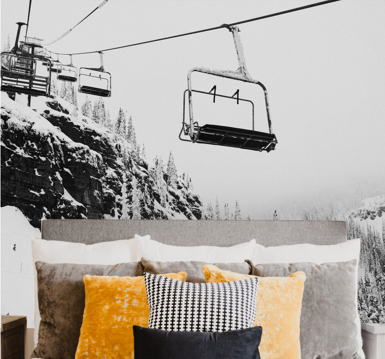 Fotomurale montagna viaggio in seggiovia - TenStickers