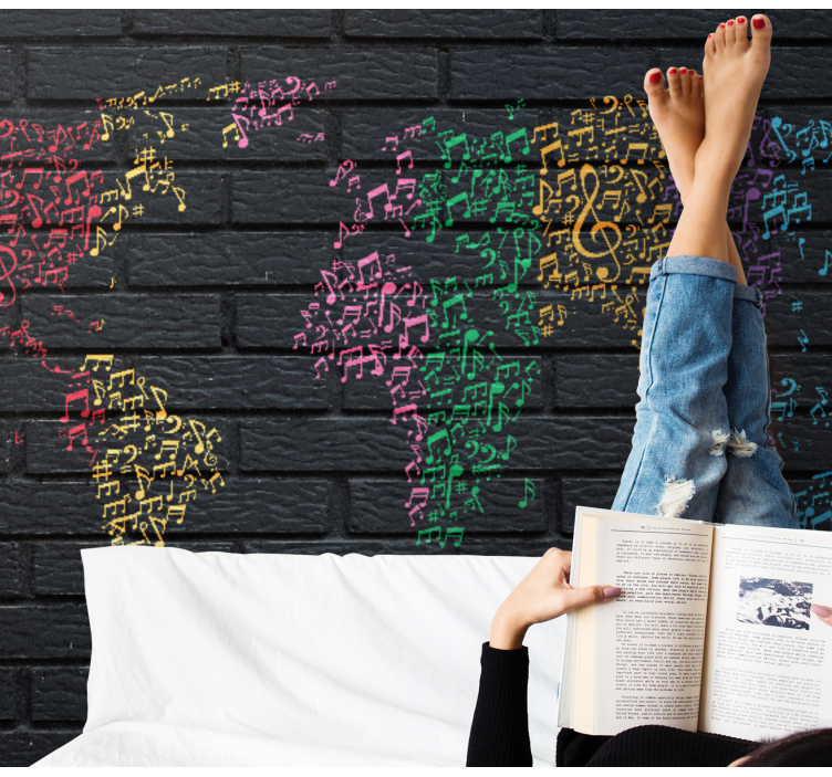 Fotomurale musicale mappa del mondo musicale - TenStickers