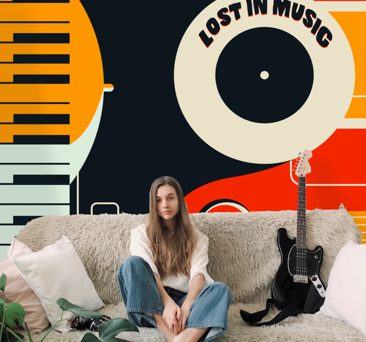 Fotomurale musicale pianoforte design retrò - TenStickers