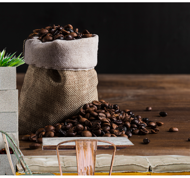 Fotomurale musicale sacchetto di chicchi di caffè - TenStickers